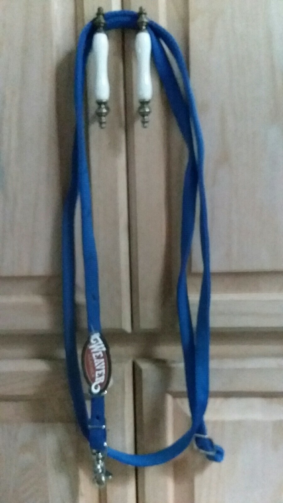 Blue 7.5 FT WEAVER pony NYLON FLAT ROPER REIN CONWAY BUCKLES AND A SCISSOR SNAP
