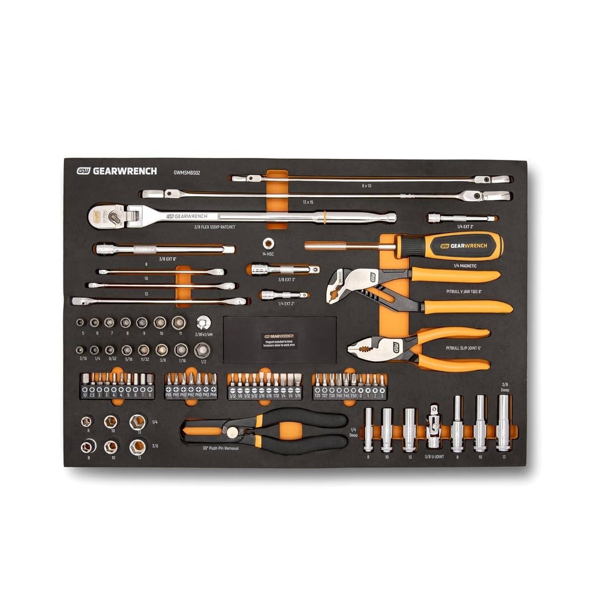 Gearwrench 82 Piece 120XP Automotive Tool Set in Foam Storage Tray | Orange