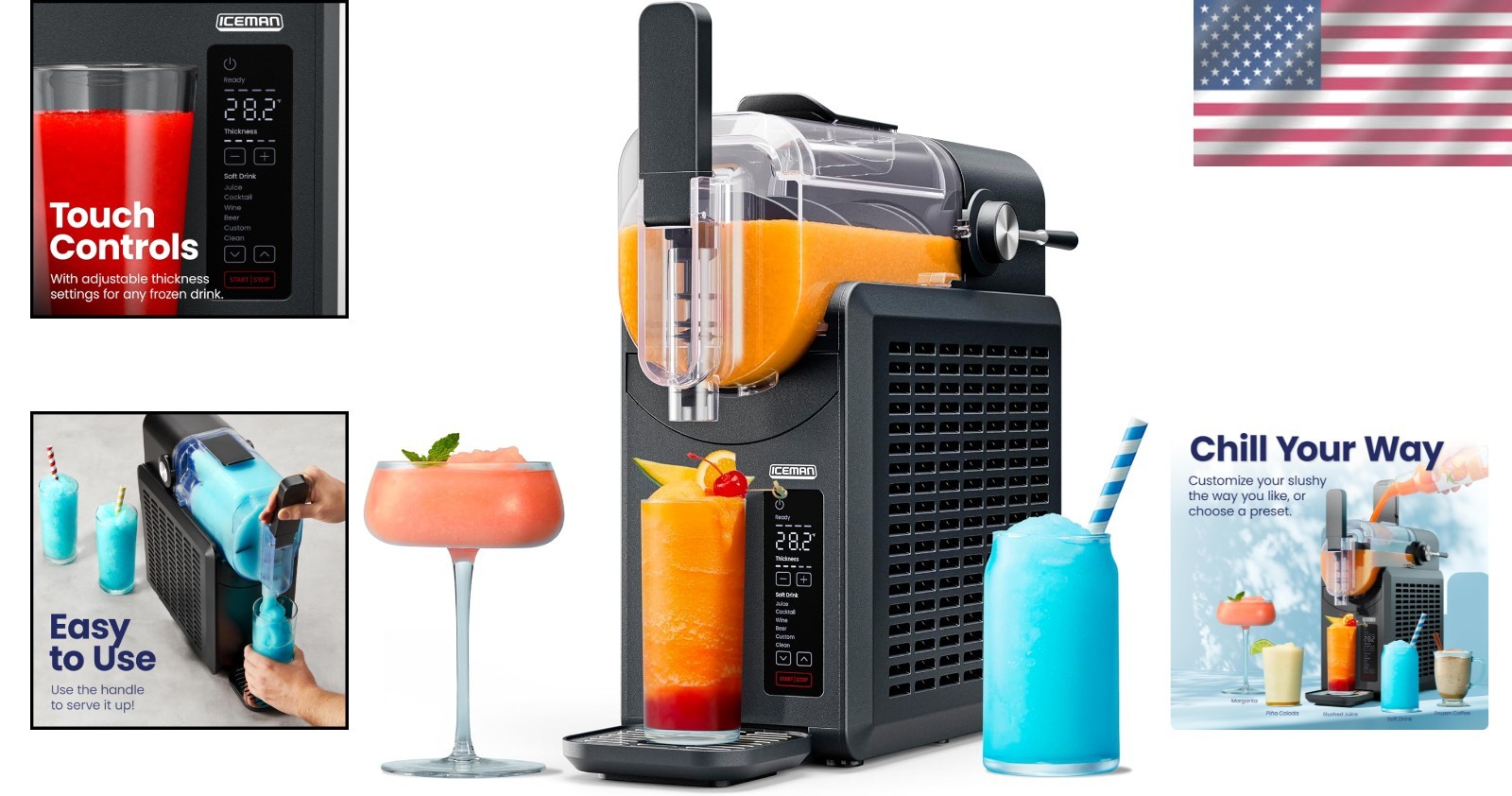 Slush-Ease 68oz Slushy Machine, Intuitive Touch Controls
