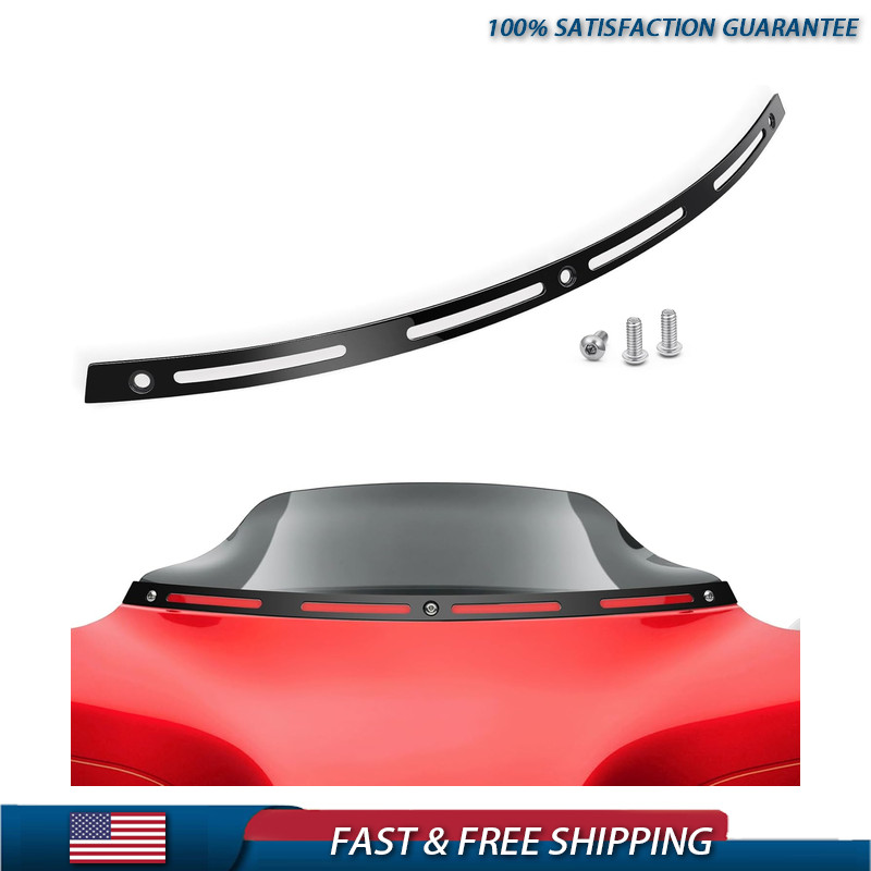 Slotted Stainless Windshield Trim in Black Harley Tri Glide Electra Glide Street