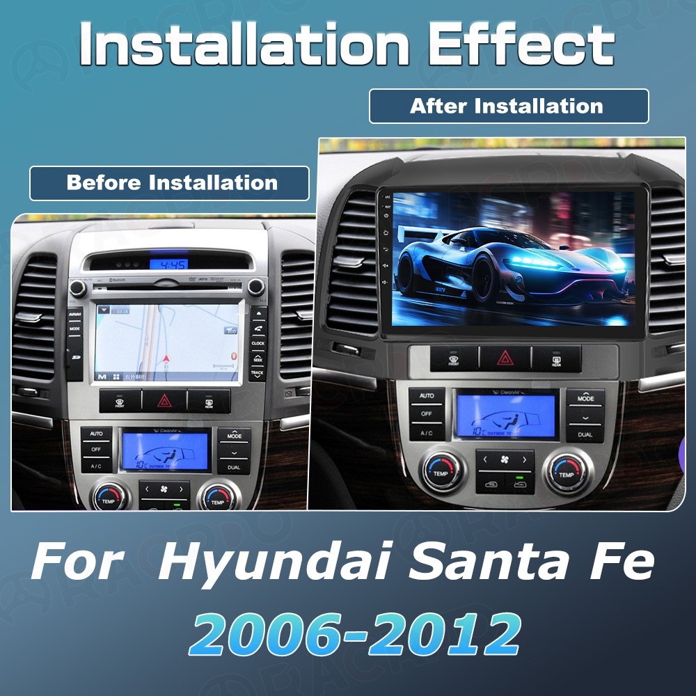 64GB For Hyundai Santa Fe 2006-2012 Android 15 Car GPS Navi Radio Stereo CarPlay