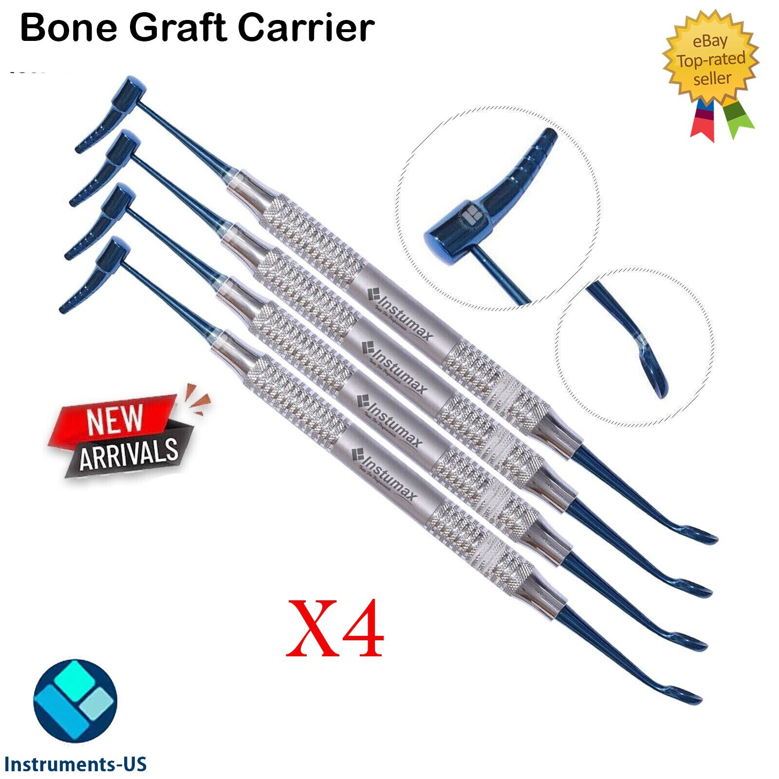 Dental Socket Implant Surgical Bone Graft Carrier Titanium Coated Blue Amalgam