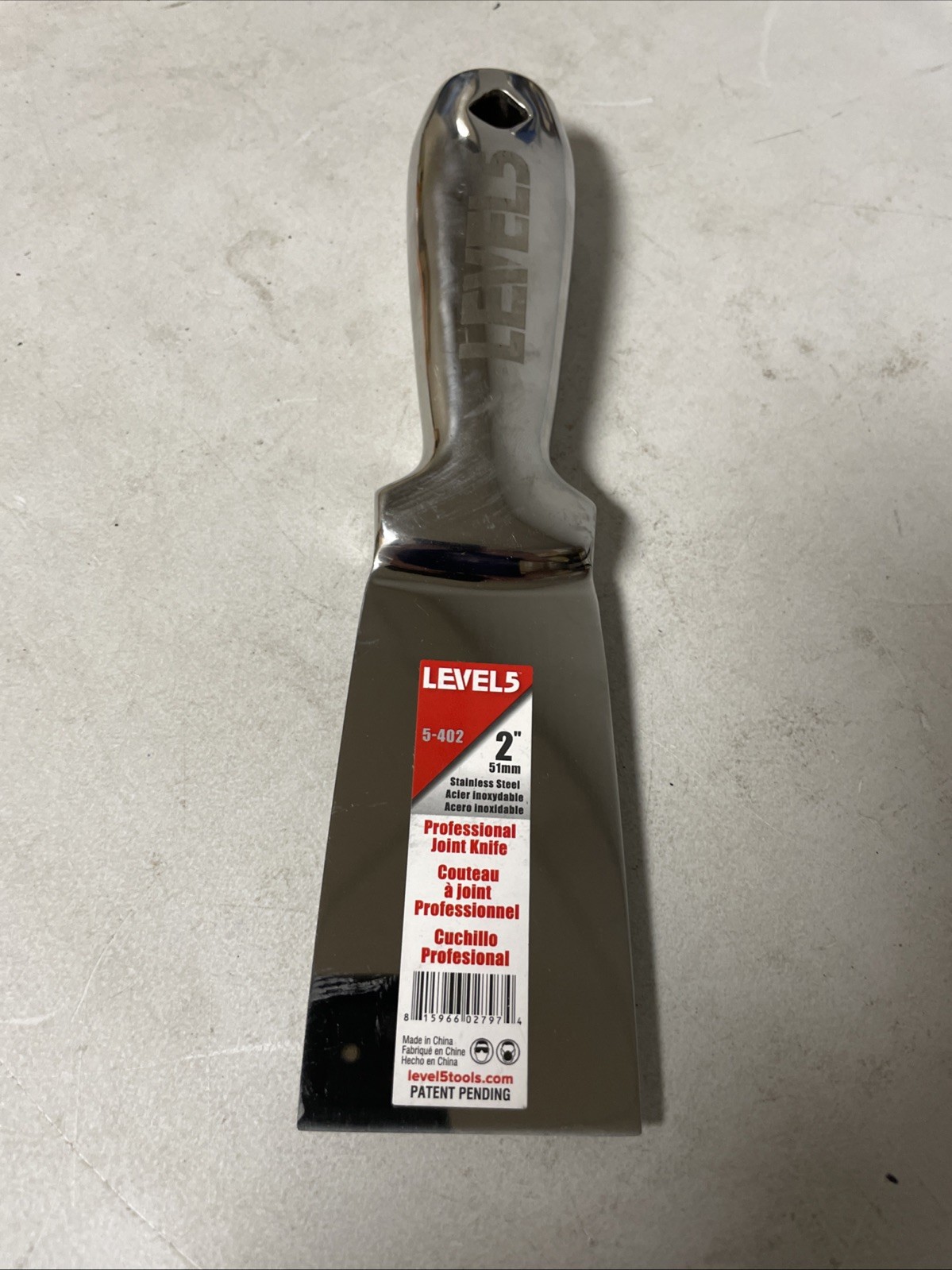 LEVEL5 Drywall Tools 2" Stainless Steel Joint Knife with Welded Handle | 5-402