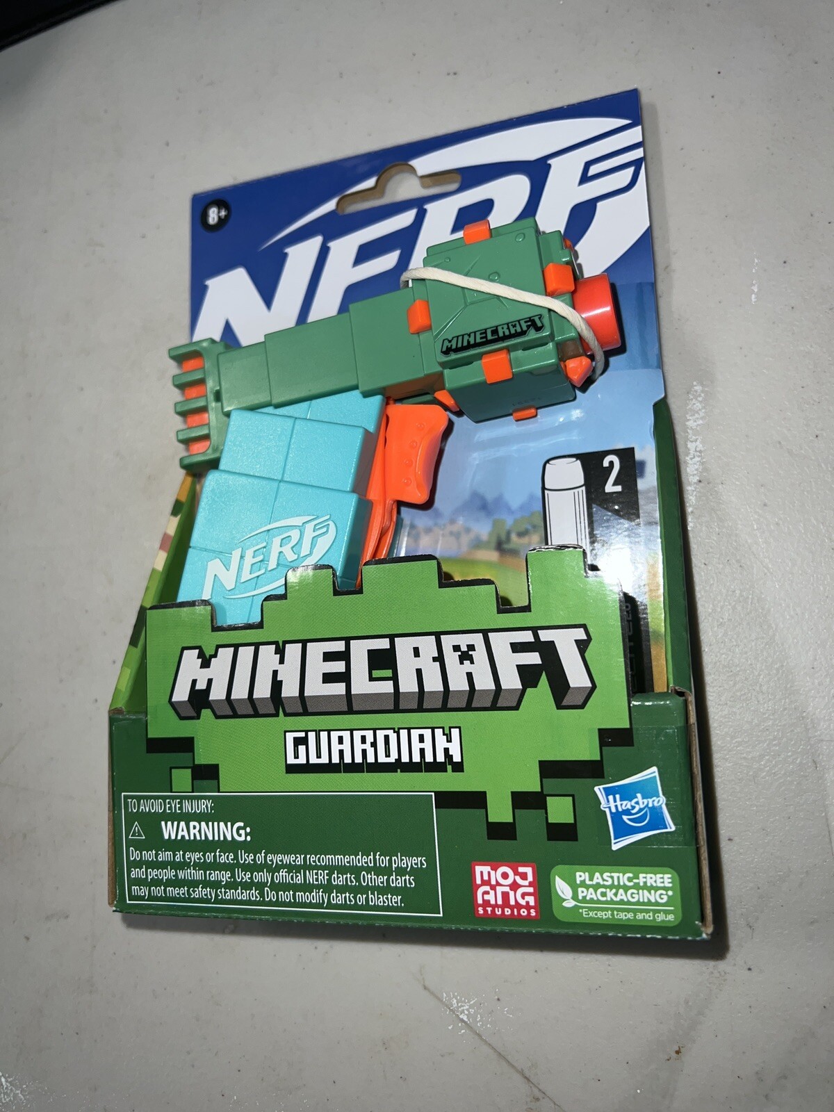 NERF MicroShots Minecraft Guardian Blaster 2 Official Elite Darts Priming Handle