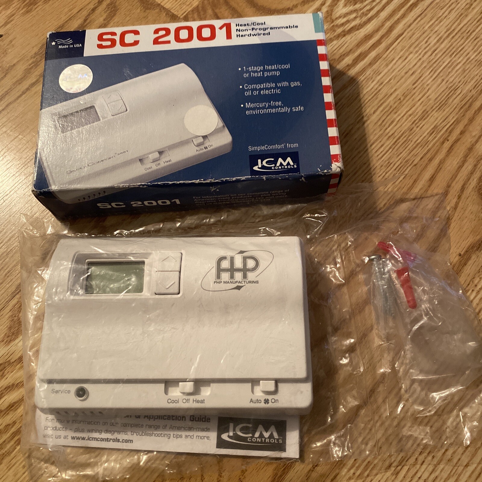 SC2001 ICM Controls Heat/Cool Non-Programmable Thermostat ~ New Open Box