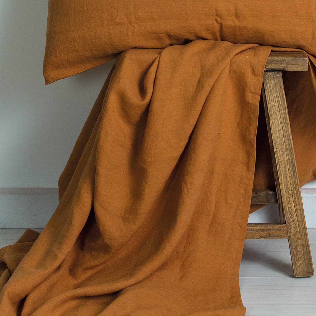 M Home French Linen Fitted Sheet Cinnamon