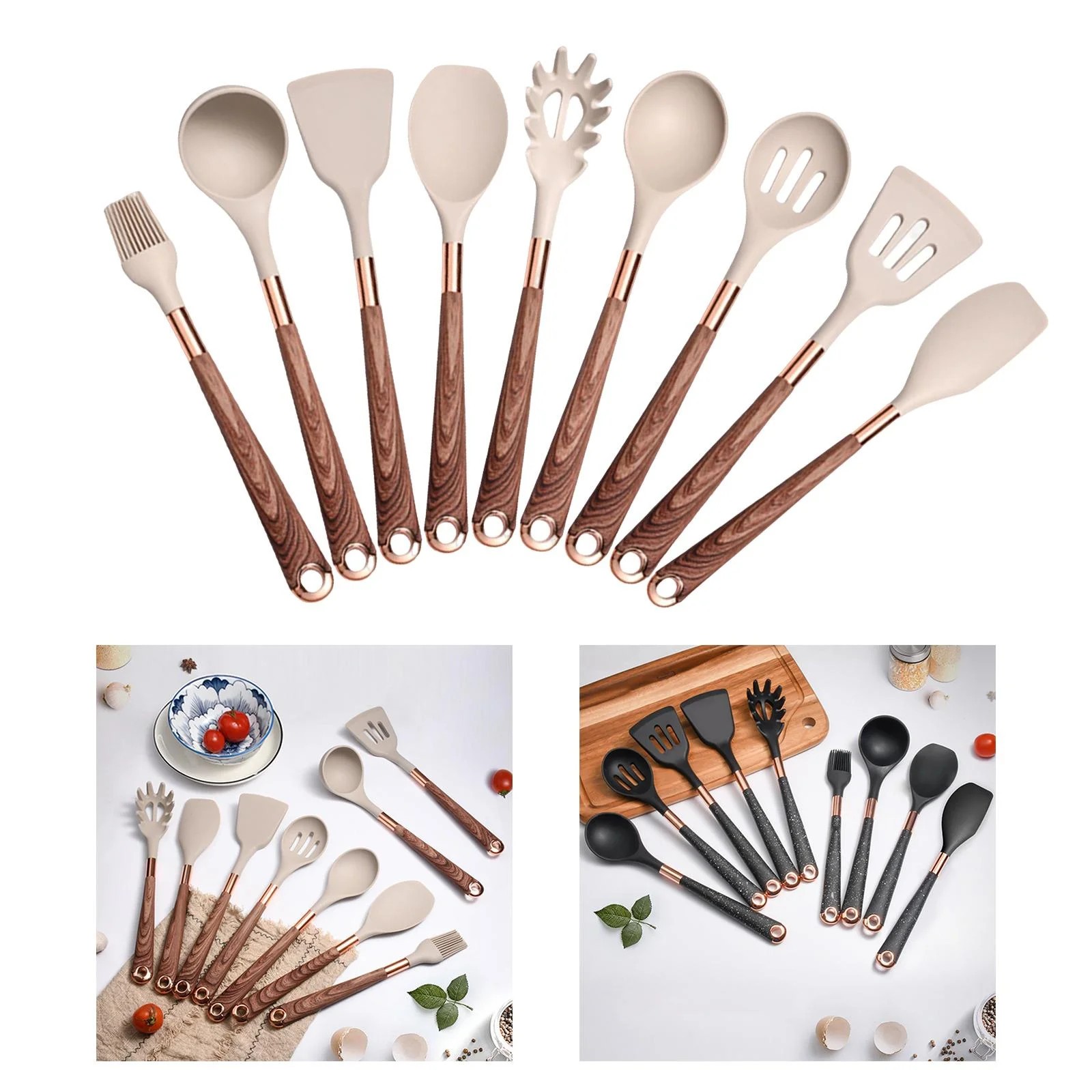 Kitchen Utensils Set, 9pcs Silic Cooking Kitchen Utensils Set Heat Resistance