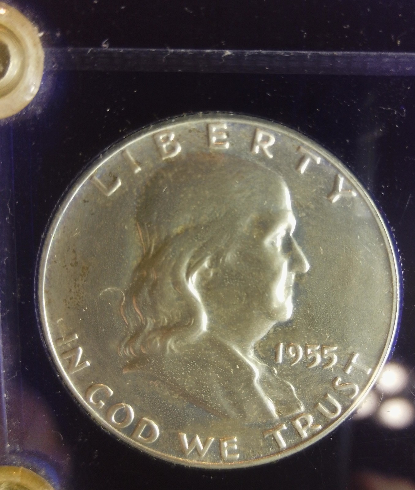 *1955 Mint Proof Set, Blue Lucite, Error, Bands, Steps, #78