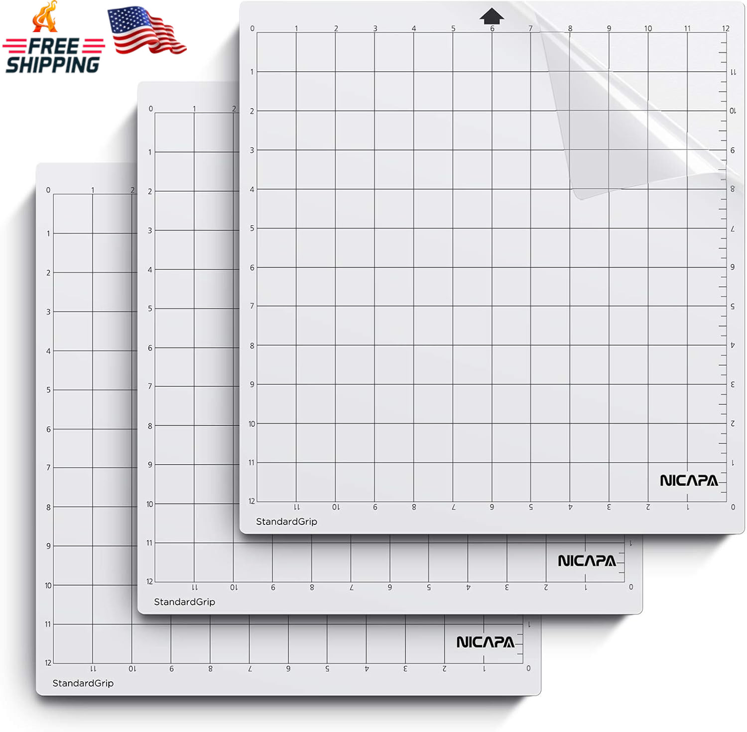 Nicapa Standardgrip Cutting Mat for Silhouette Cameo 4/3/2/1 (12X12 Inch,3 Pack)