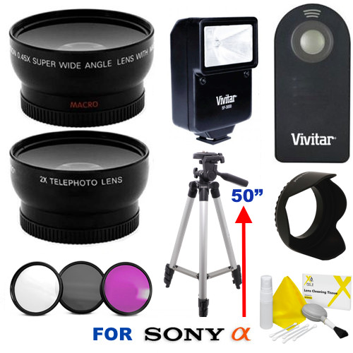 WIDE ANGLE  LENS  ZOOM LENS + 50" TRIPOD + FILTER KIT FOR SONY A6500 A6300 A6100