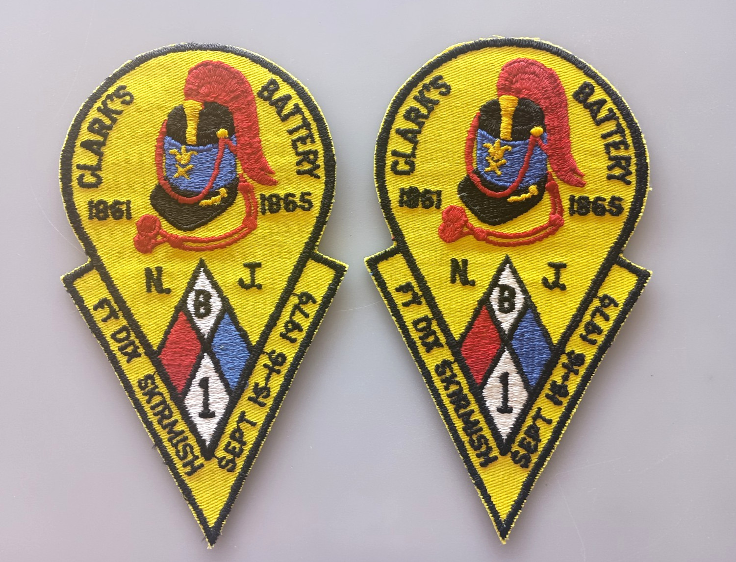Vintage 1979 CLARK's BATTERY 1861-1865 ,Fort Dix,N.J. Civil War Skirmish Patches