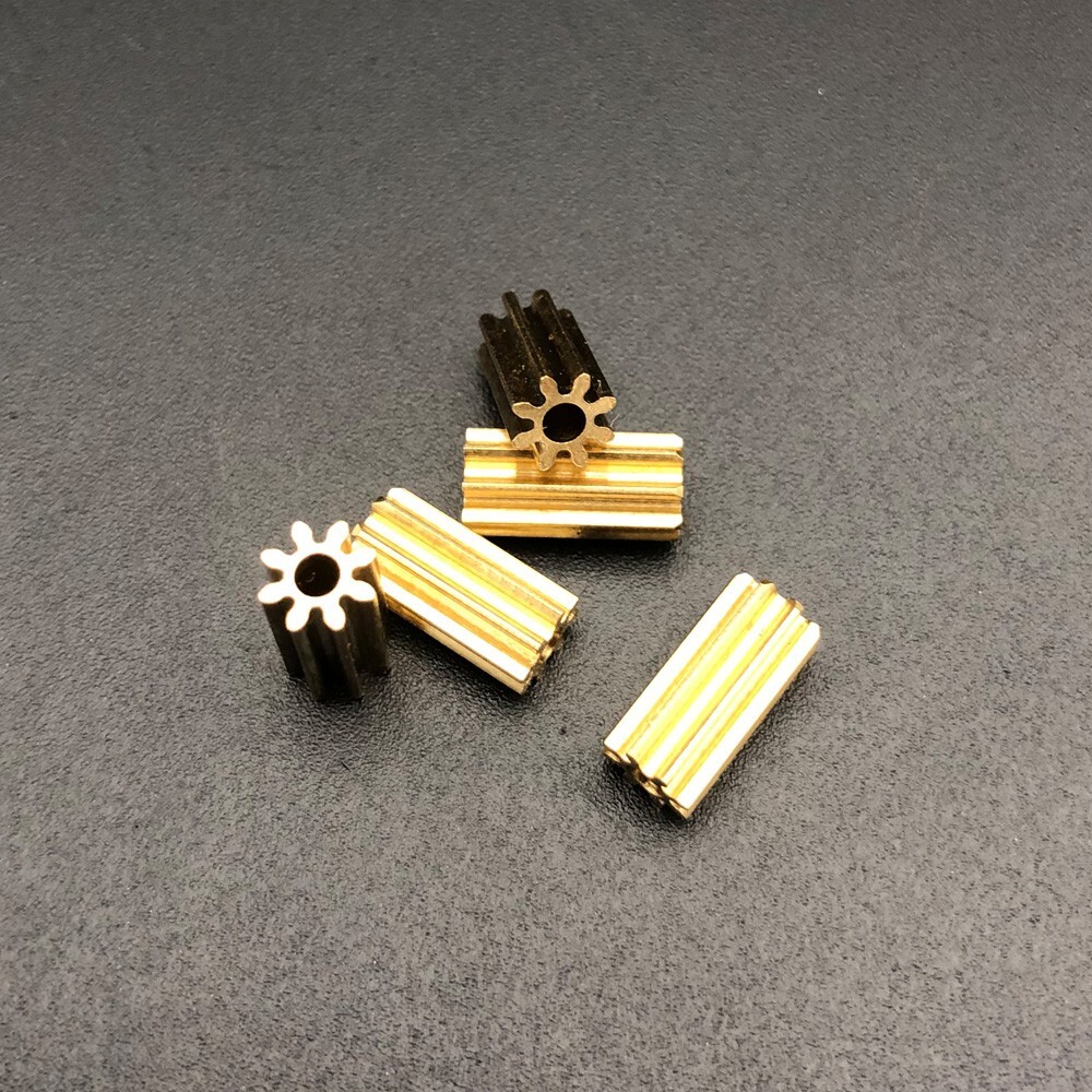1PC 0.5M 8T2A Brass Spindle Gear Spur Bore 2MM 1.98MM 2A 8 Teeth Lengthen L 10MM