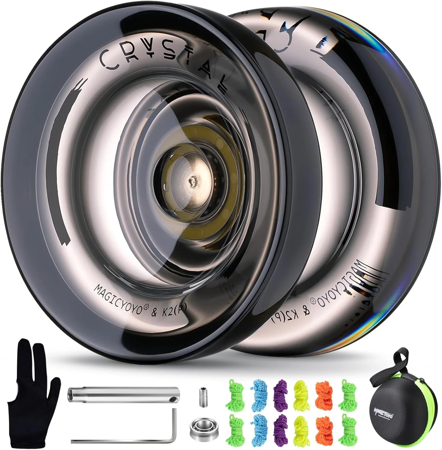 MAGICYOYO K2 Crystal Black Yoyo Professional, Responsive Yoyo for Kids Beginners