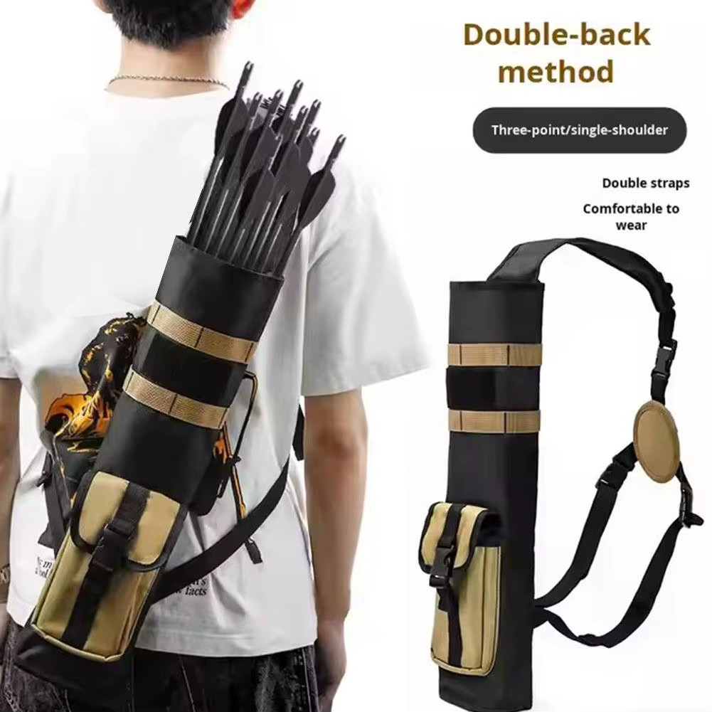 Adjustable Archery Arrow Quiver Back/Shoulder Wearable Nylon Arrow Holder Pocket