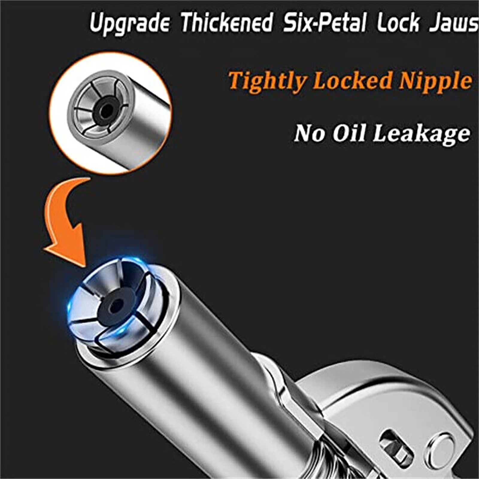 2x High Pressure Grease Gun Coupler Quick Release Lock Oil Injection Nozzle