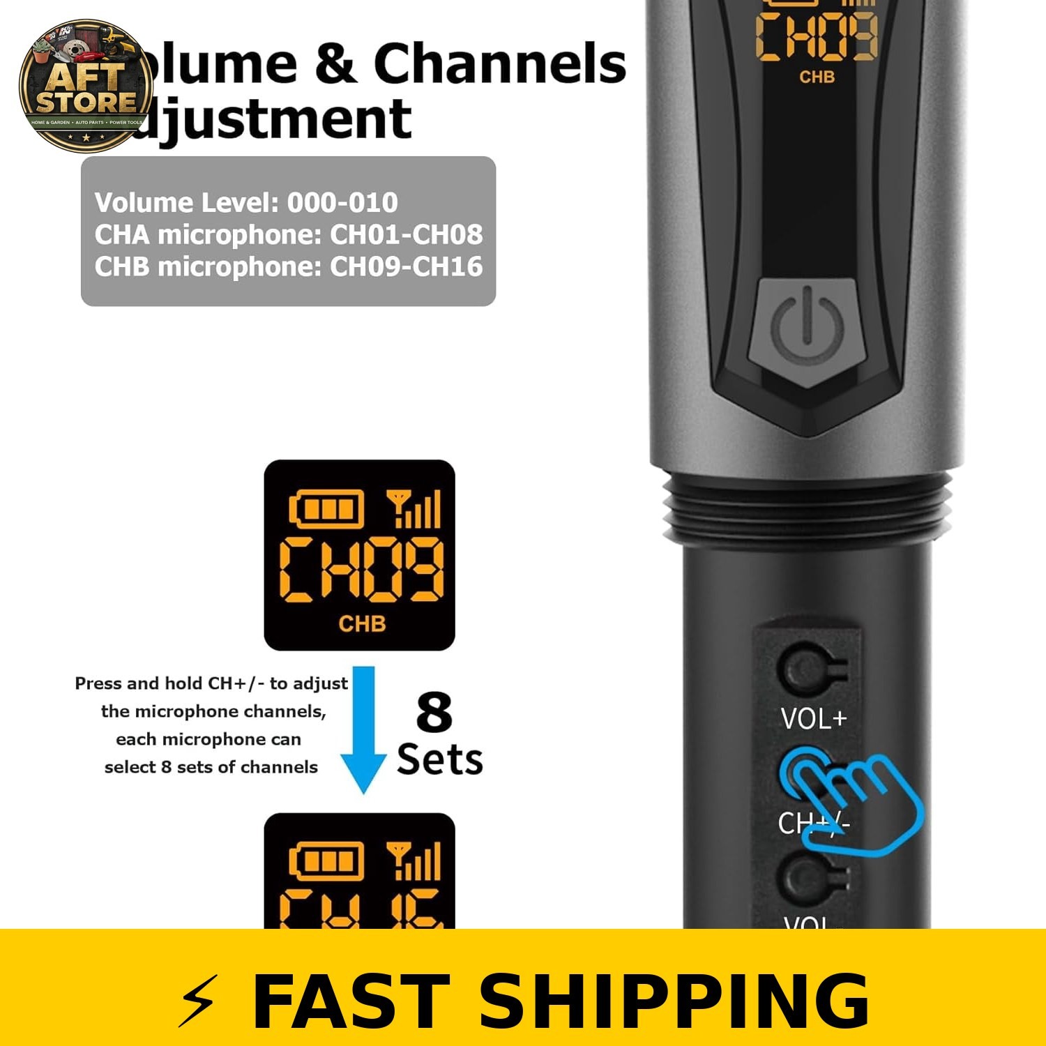 Aveek Wireless Microphone for Karaoke - 2 Packs, Grey & Red