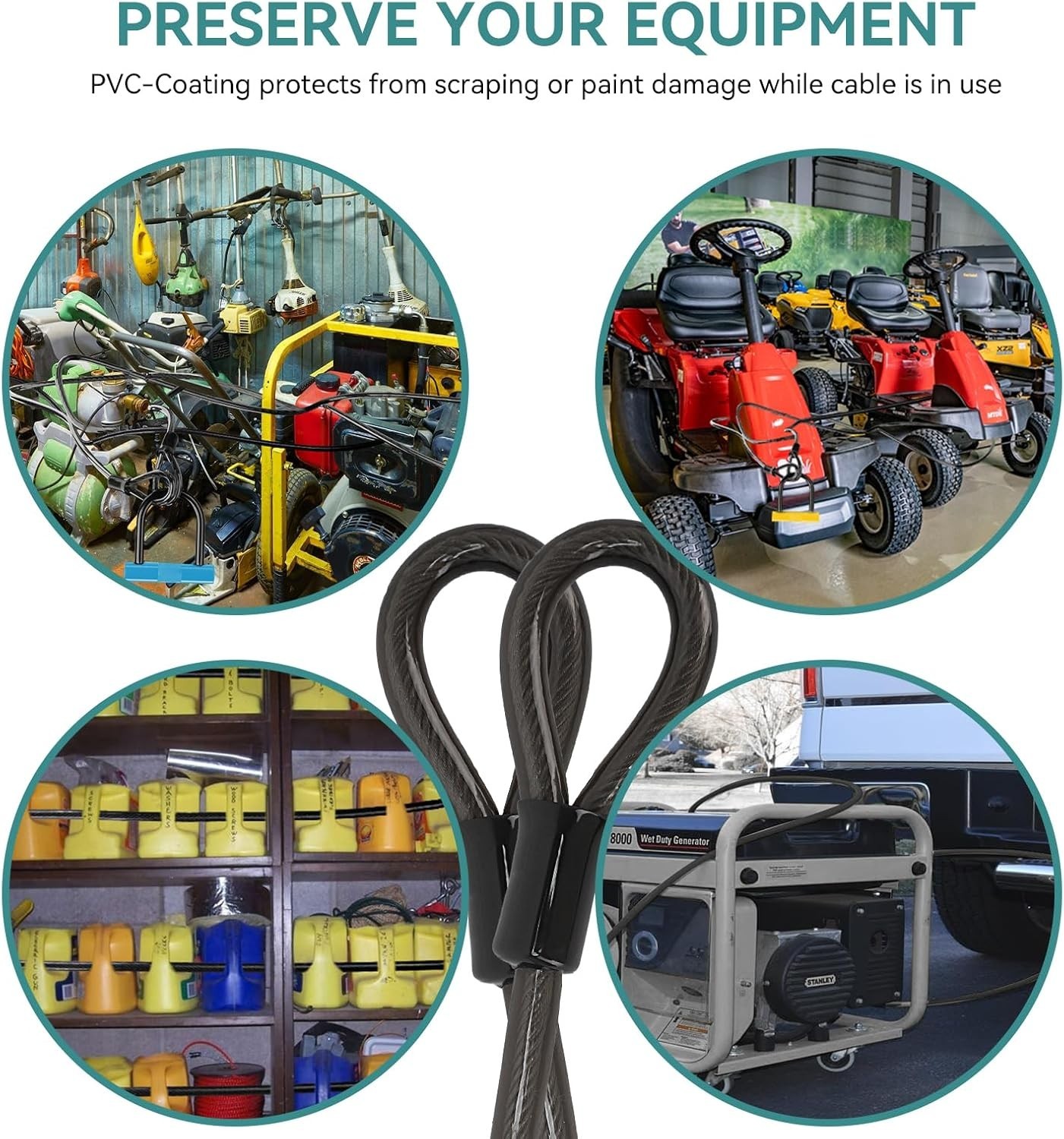 Heavy Duty Security Cable, Commercial Security Cable with Loops, Locking Cabl...