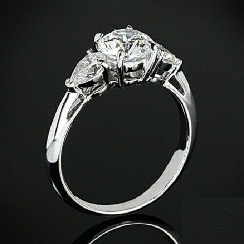 Lab-Created 2.30 Ct Round Cut Diamond Engagement Ring 14K White Gold Plated