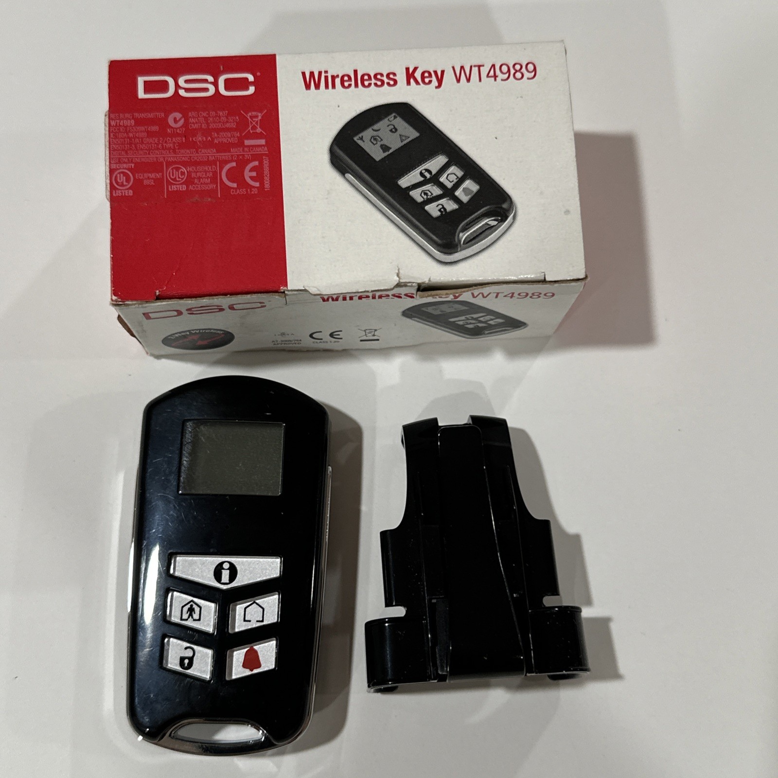 DSC WT4989 4 Button Wireless Backlit Security Key Fob Display New Batteries