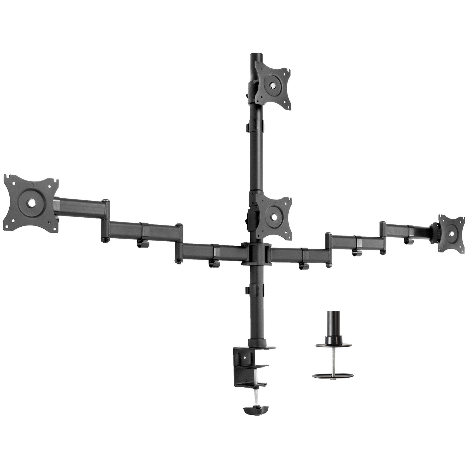 VIVO Quad Monitor Heavy Duty Desk Mount 3 + 1, Holds Computer Screens up to 24"