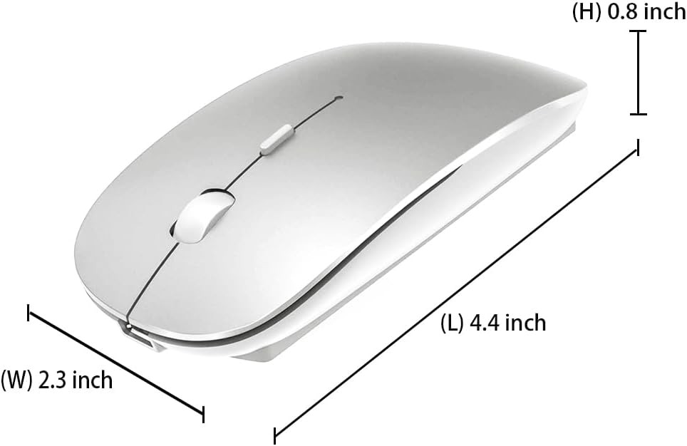 Rechargeable Bluetooth Mouse for MacBook/MacBook air/Pro/iPad, Silver
