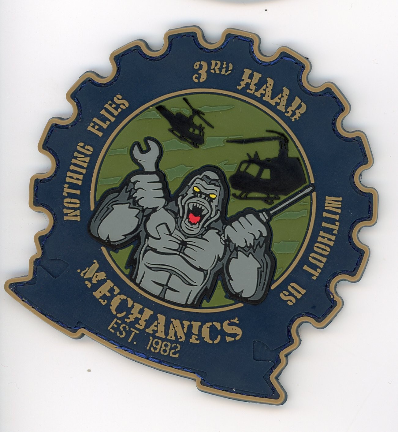 PATCH HELICOPTER GERMANY 3rd HAAR MECHANICS NOTHING FLIES WITHOUT US PVC