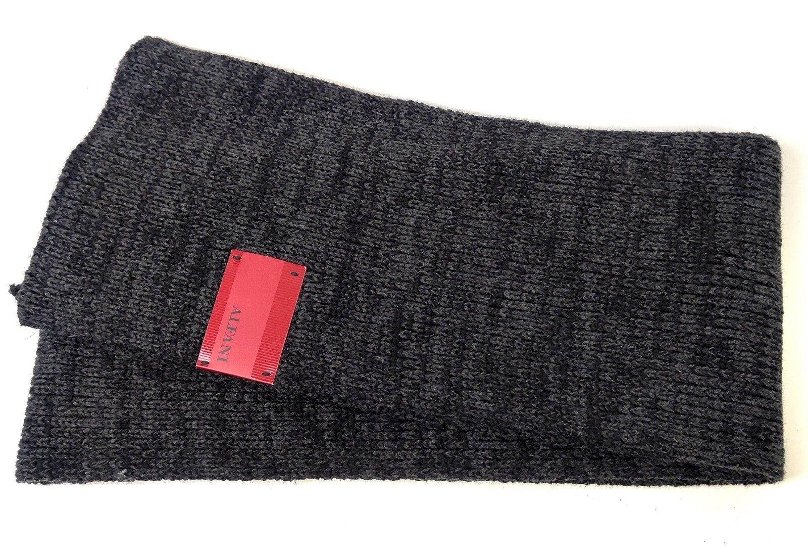 NWT 8.5"x70" Alfani BLACK GRAY 100%ACRYLIC KNIT SOFT MEN'S SCARF (J1