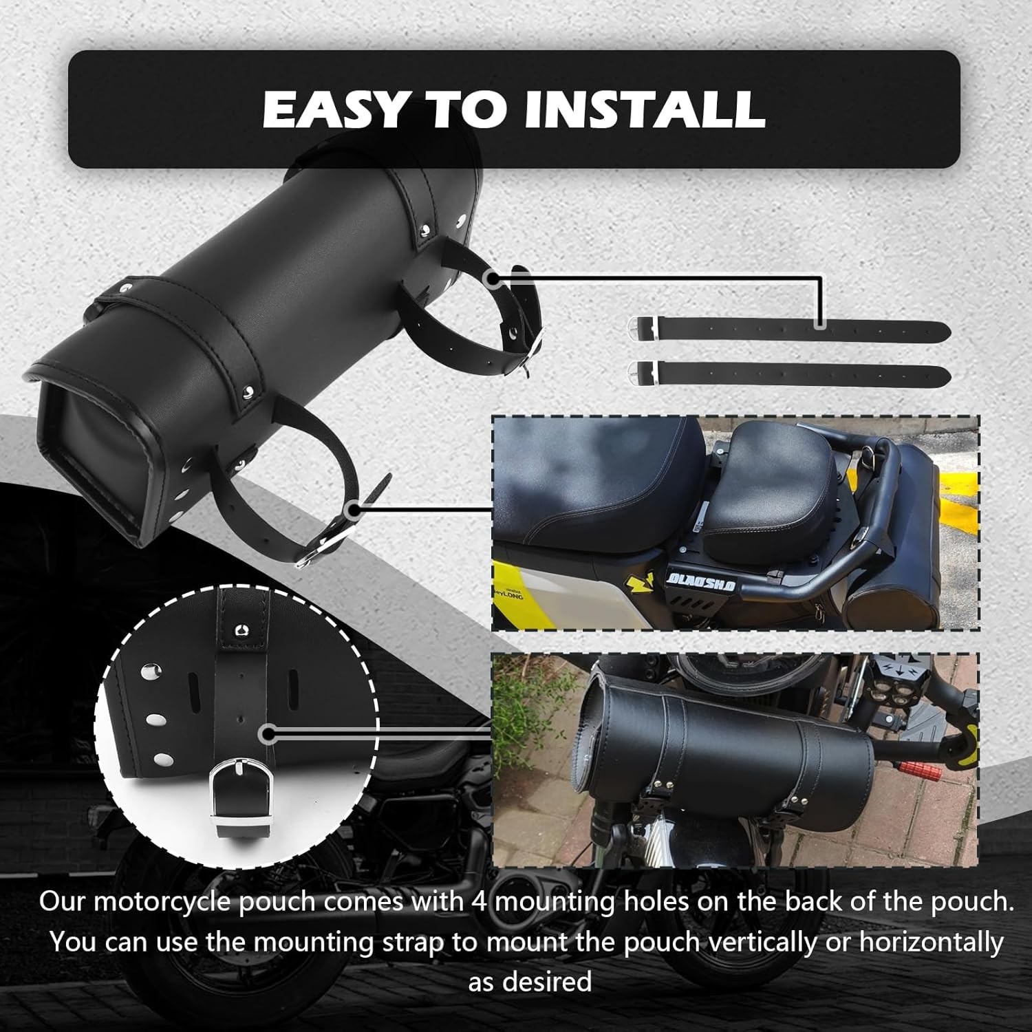 Leather Motorcycle Handlebar Bag,Large Capacity Front Fork Bag for Motorcycle St