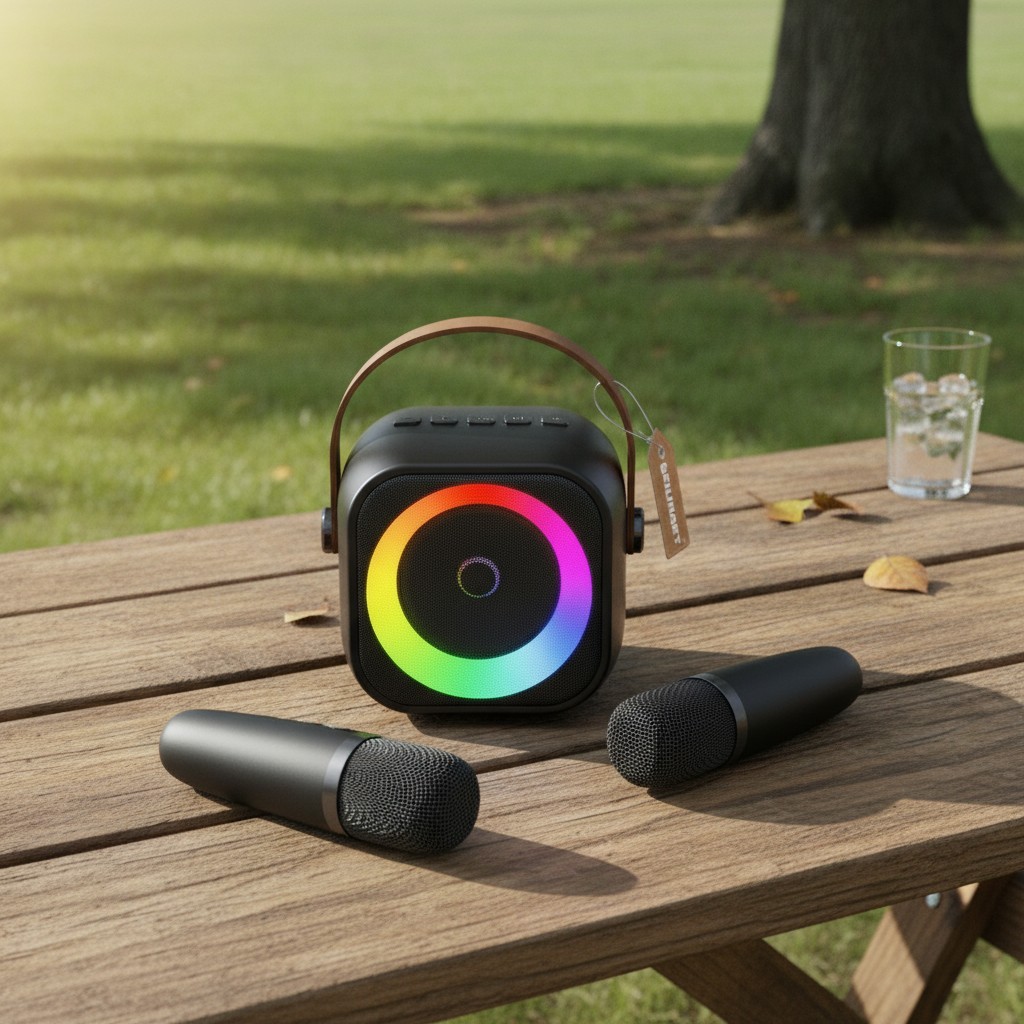Versatile Mini Karaoke Machine for Family Parties - Bluetooth & Wireless Mics