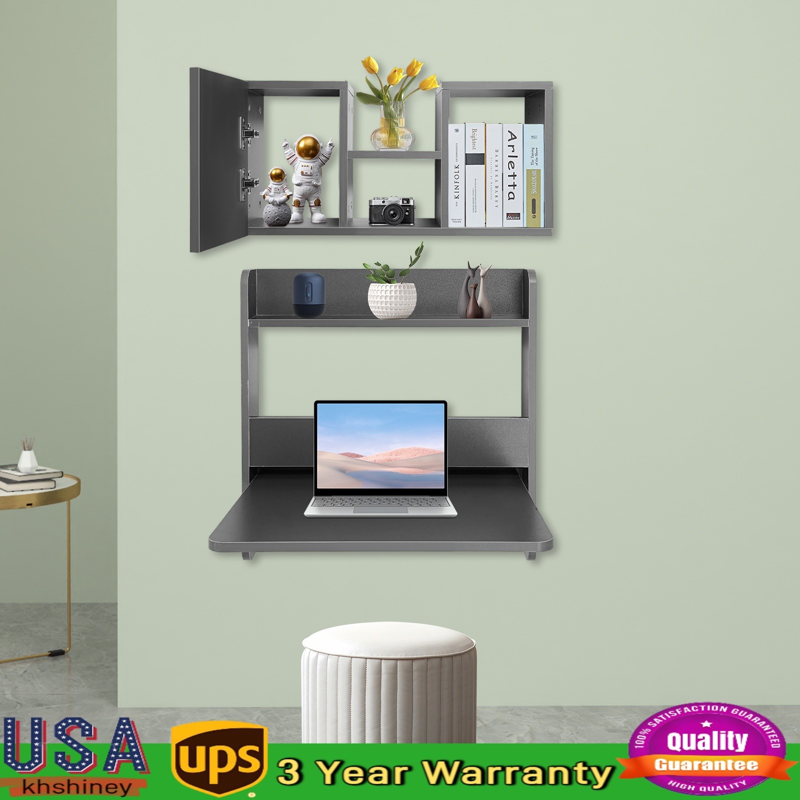 Wall Mounted Bookshelf Folding Space Saving Wall Mounted Table Laptop Desk