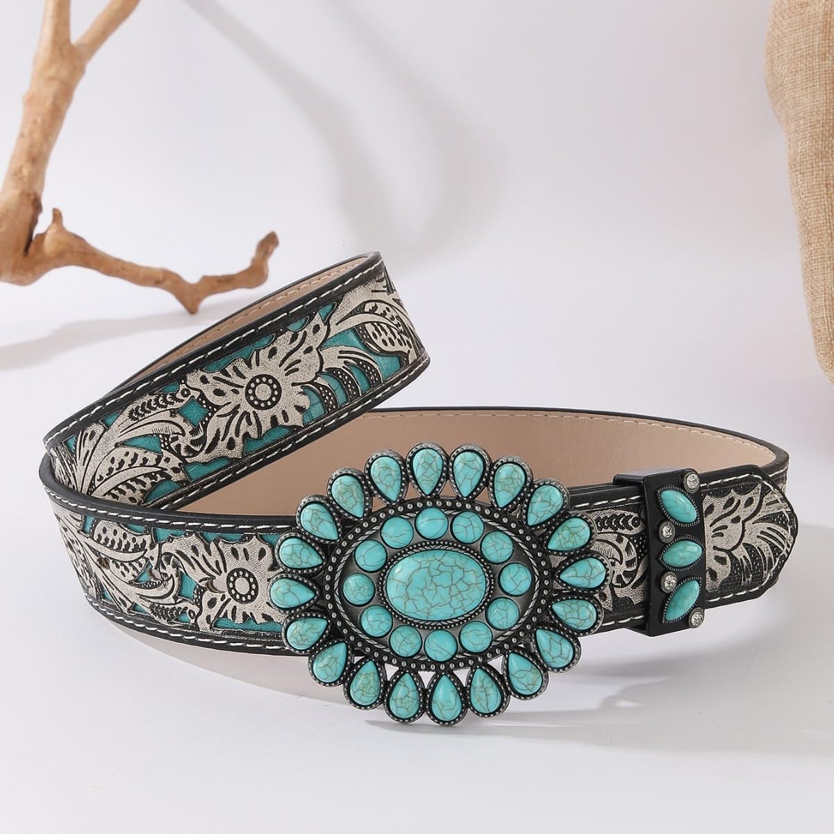 Wojgzon Turquoise Buckles for Women Men Western 3.58 x 2.83in, #1