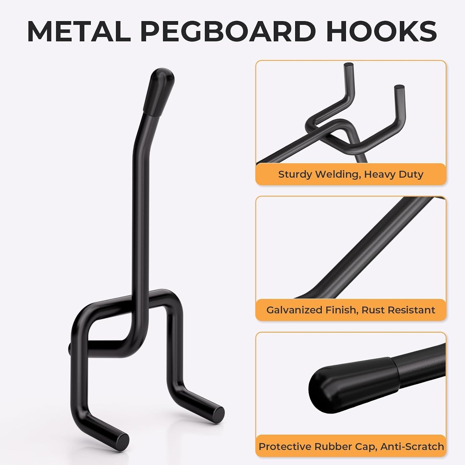 Durable Black Pegboard Hooks Set - 60 Pieces in 2/4/6 Inch for Versatile Storage