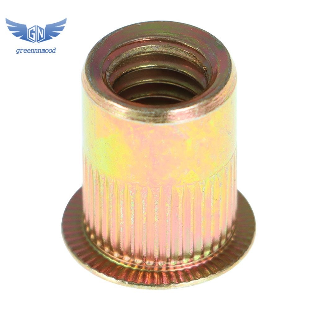 50 Pcs 3/8-16 Carbon Steel Rivet Nut Flat Head Threaded Insert us