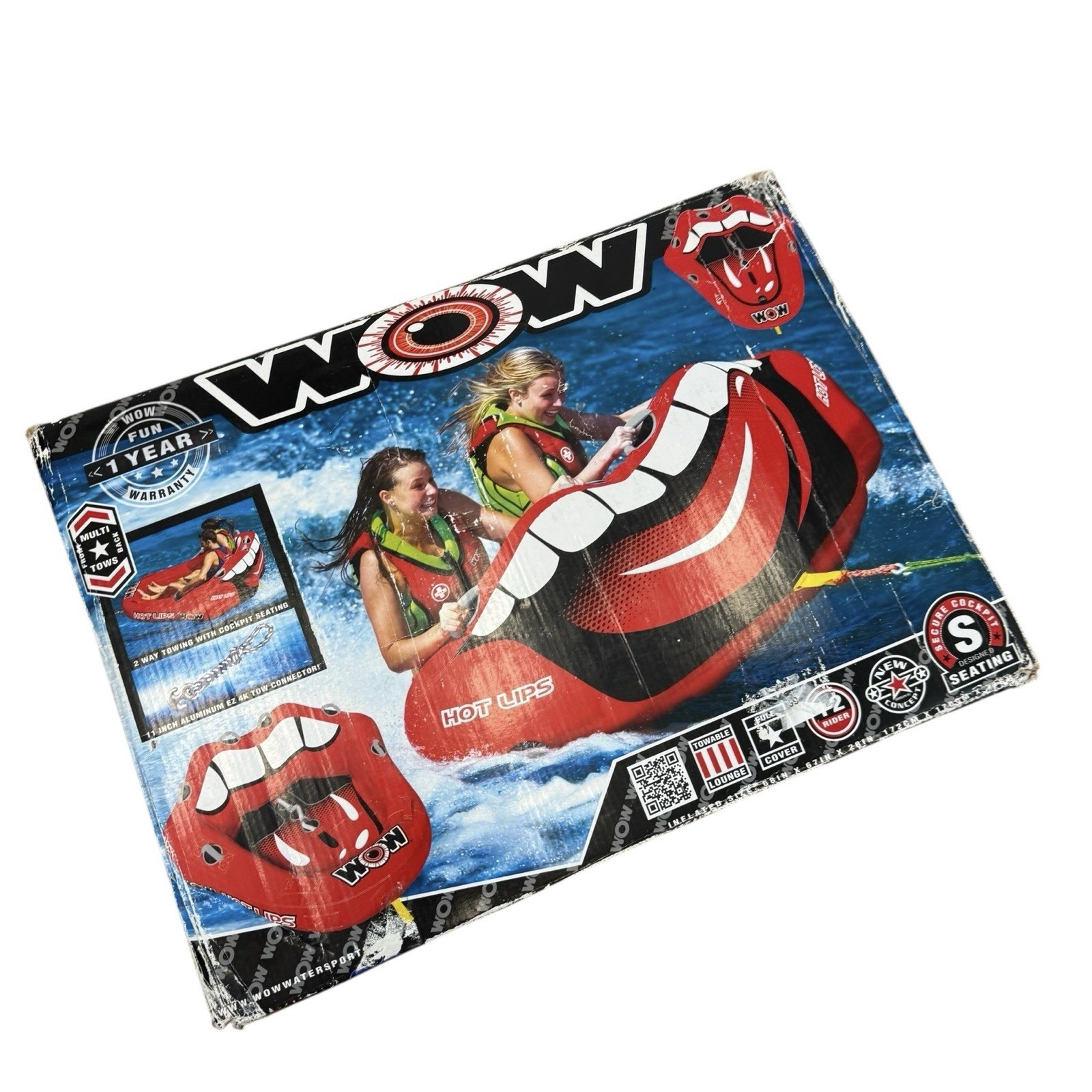 WOW Sports Hot Lips Tongue Towable Tub For Boating Lake Float New In Box Summer