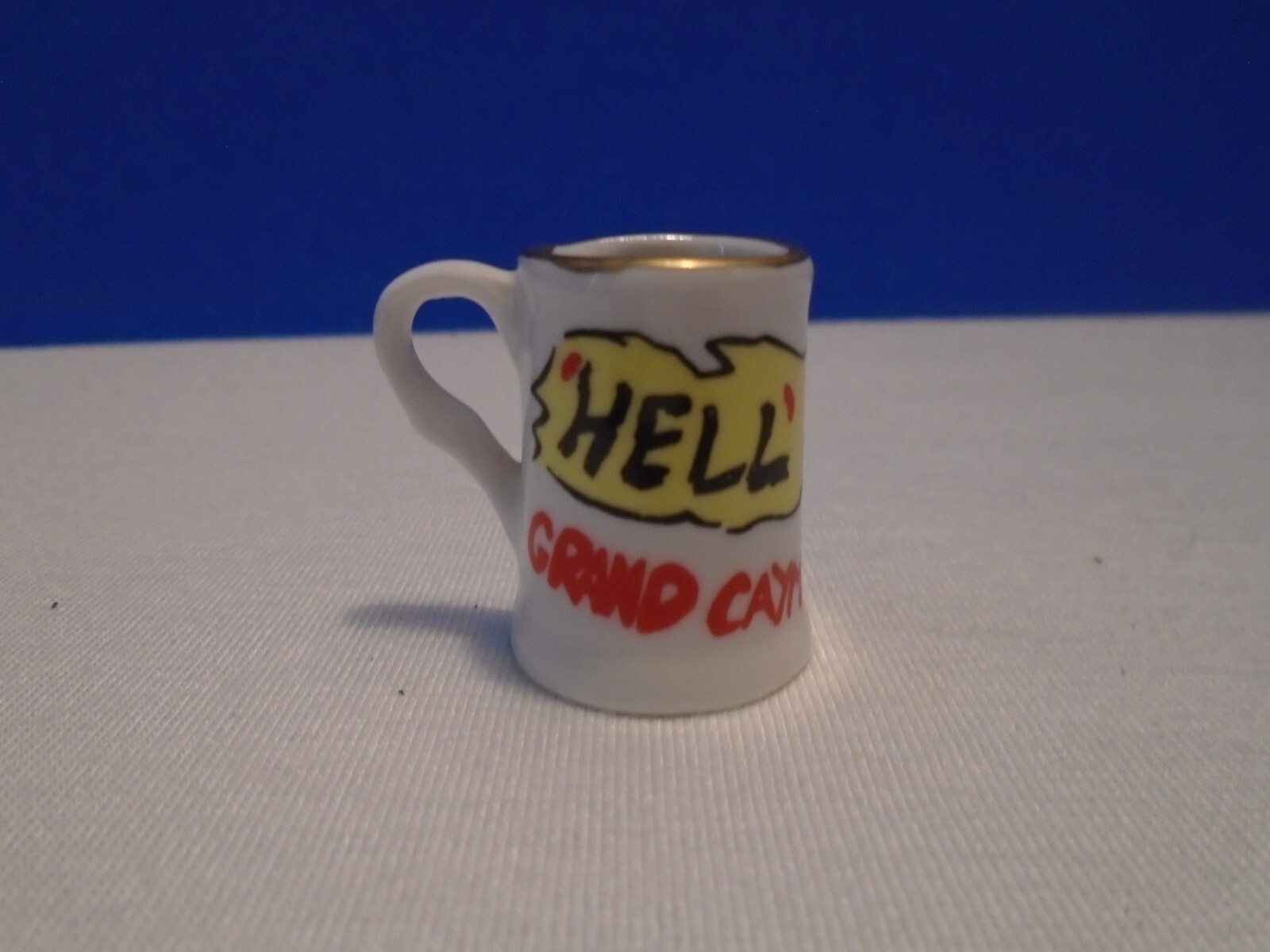 GRAND CAYMAN HELL Miniature Bone China Mug, 1  1/4" tall Travel Souvenir