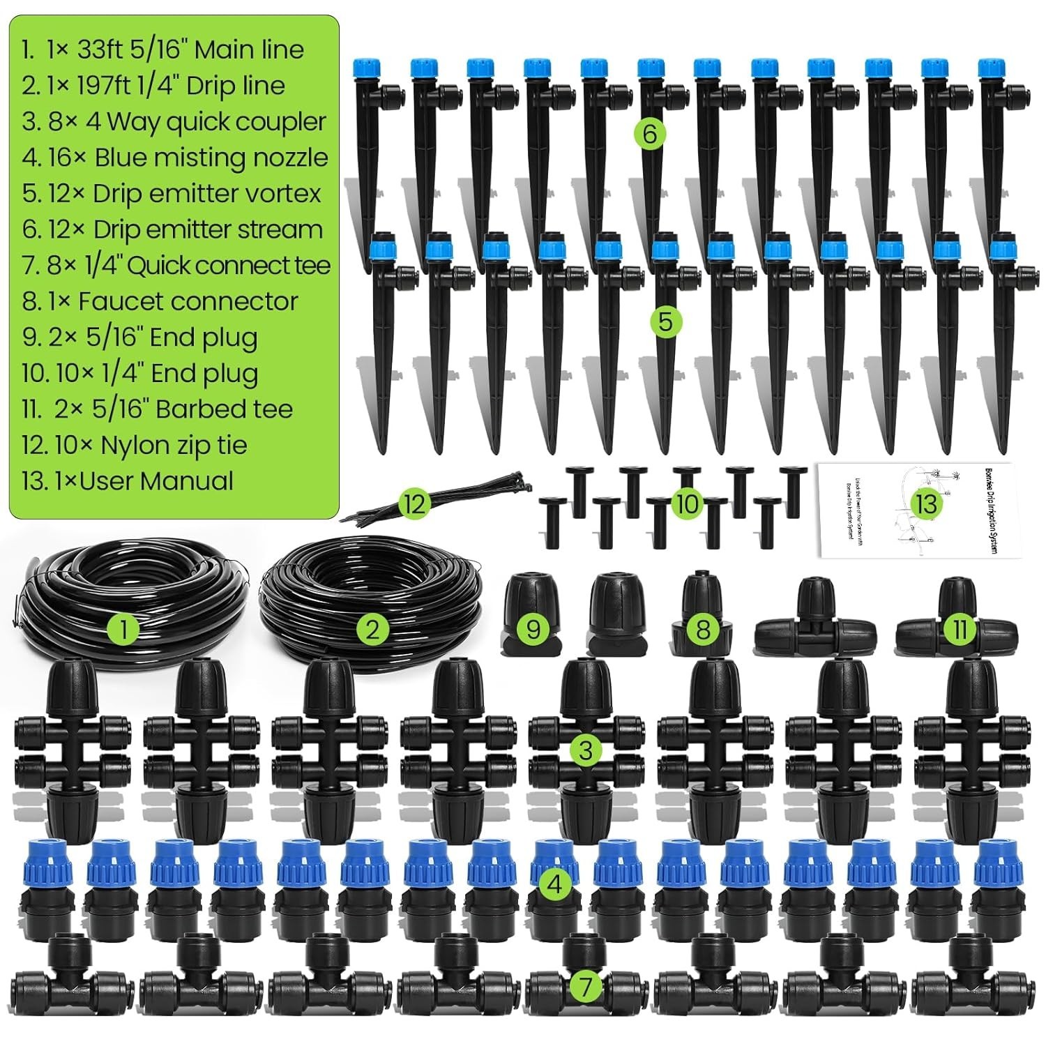Drip Irrigation System 230FT – Quick Connect Garden Watering Kit with Adjusta...