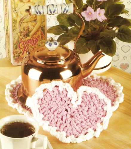 PRETTY Heart Shaped Hot Mats/Decor/CROCHET PATTERN INSTRUCTIONS ONLY