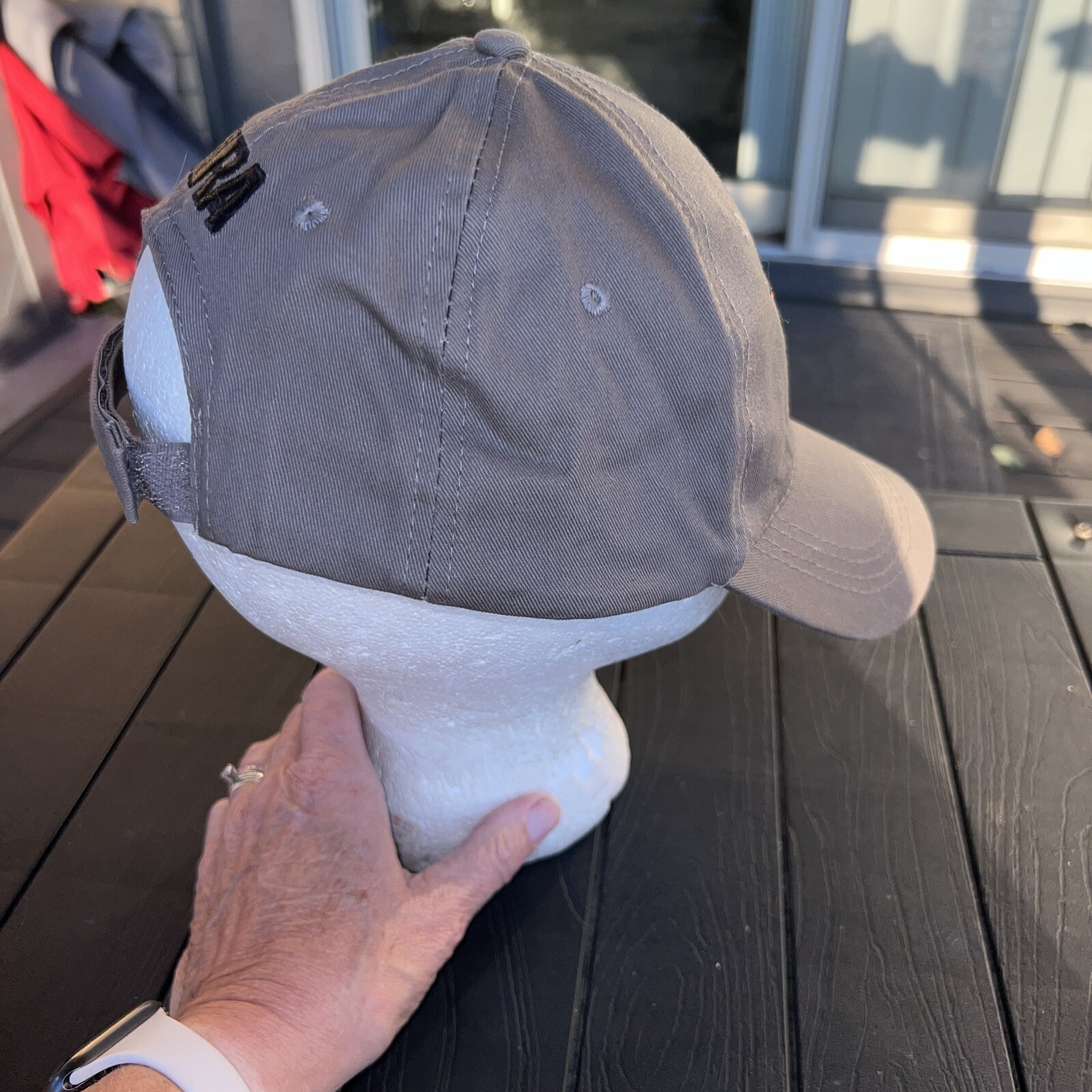 NRA Black on Back Front Orange Eagle on Taupe Hat Cap Cotton Hook Loop EUC
