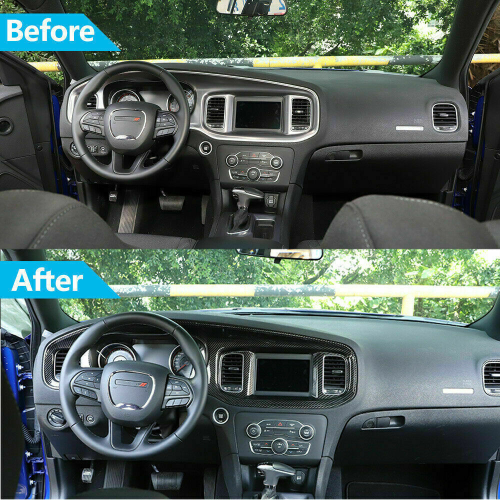 Carbon Fiber Central Console Dashboard Panel Cover Trim for Dodge Charger 2015+