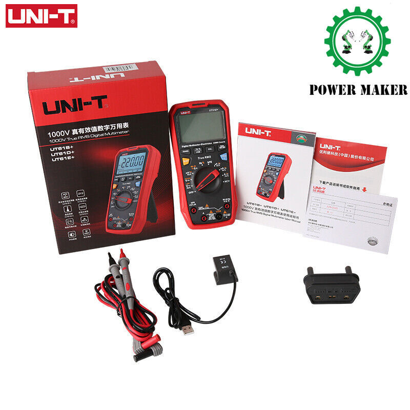 UNI-T UT61E+ True RMS Digital Multimeter AC DC LPF ACV NCV Cap Ohm Freq Test USB