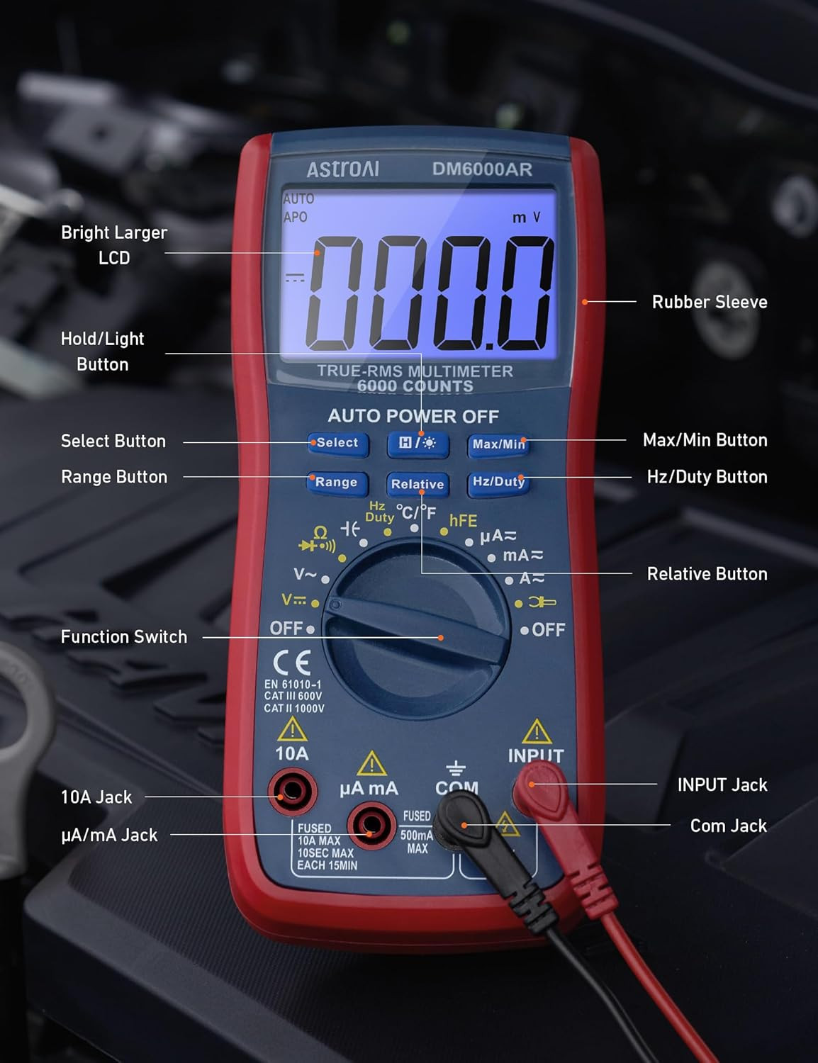 Astroai Digital Multimeter, True RMS 6000 Counts Auto-Ranging Volt Meter for Aut
