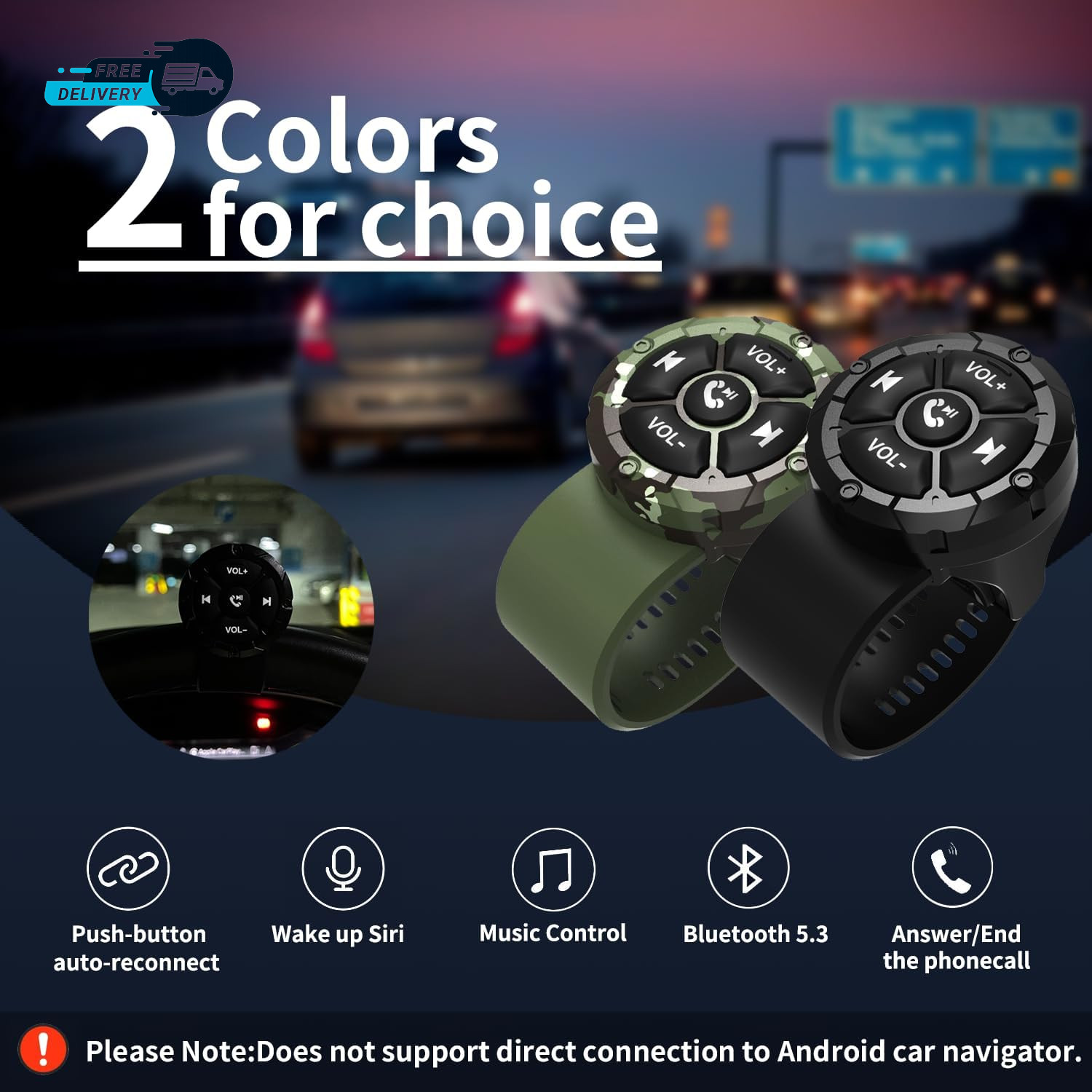 Bluetooth Media Button Remote,Waterproof Wireless Music Controller for Car Bike