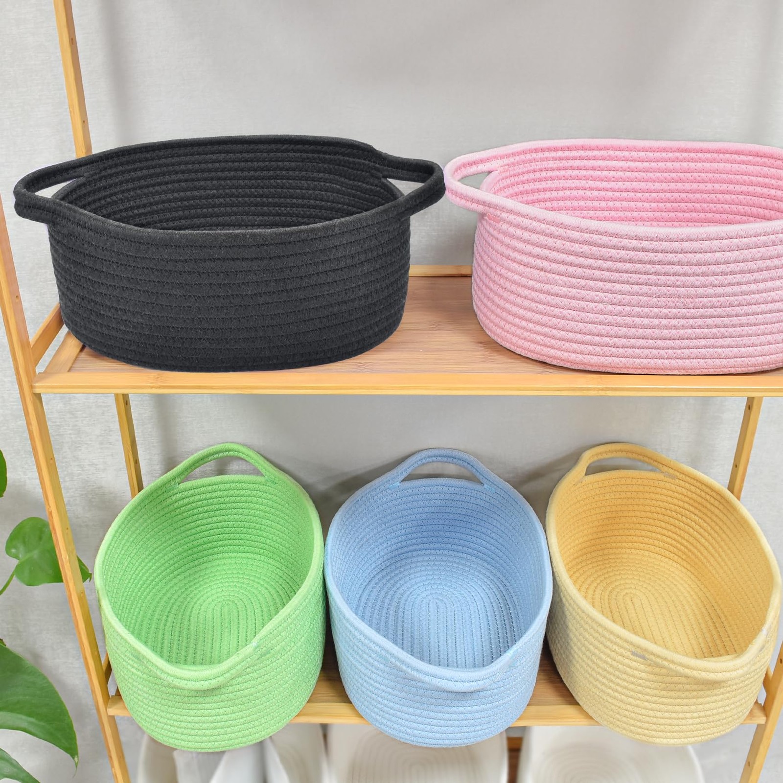 ABenkle Small Basket with Handles - Decorative Durable Rope Woven Storage Bin...