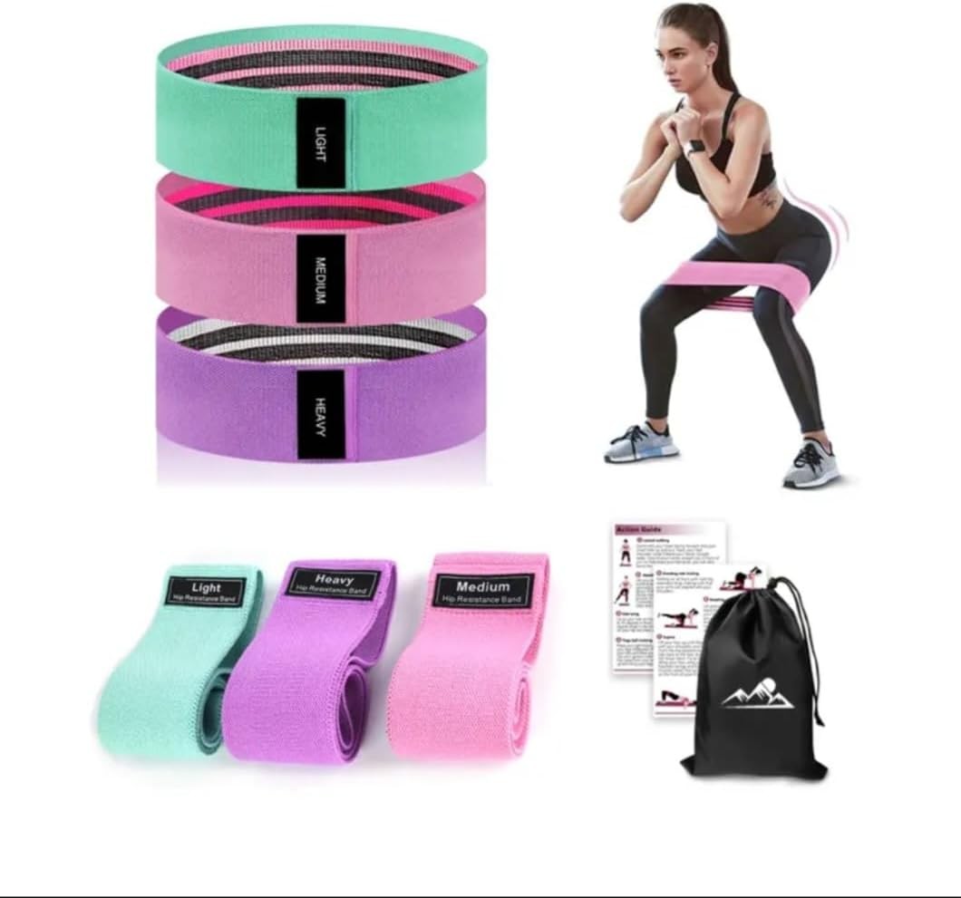 Resistance Bands, Set for Exercise, 3 Resistance Levels, Fabric Stretch Bands fo
