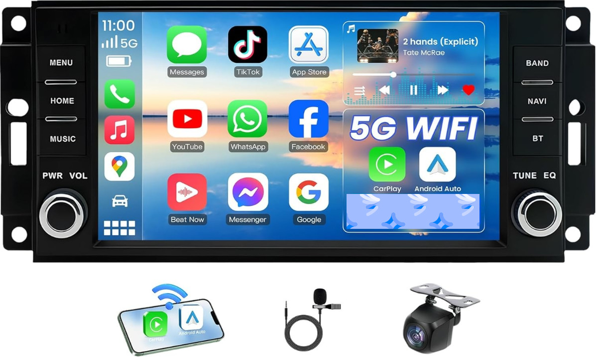 Car Radio Stereo Carplay For 2011-2020 Chrysler Voyager wifi Navi
