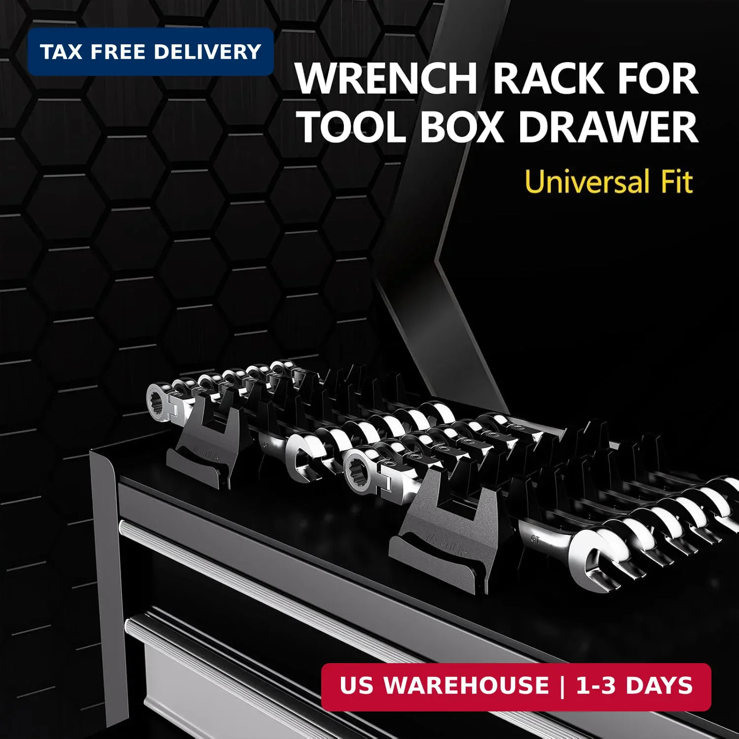 WAENLIR 48PCS Magnetic Modular Wrench Organizer Set-Tool Drawer Storage Rack wit