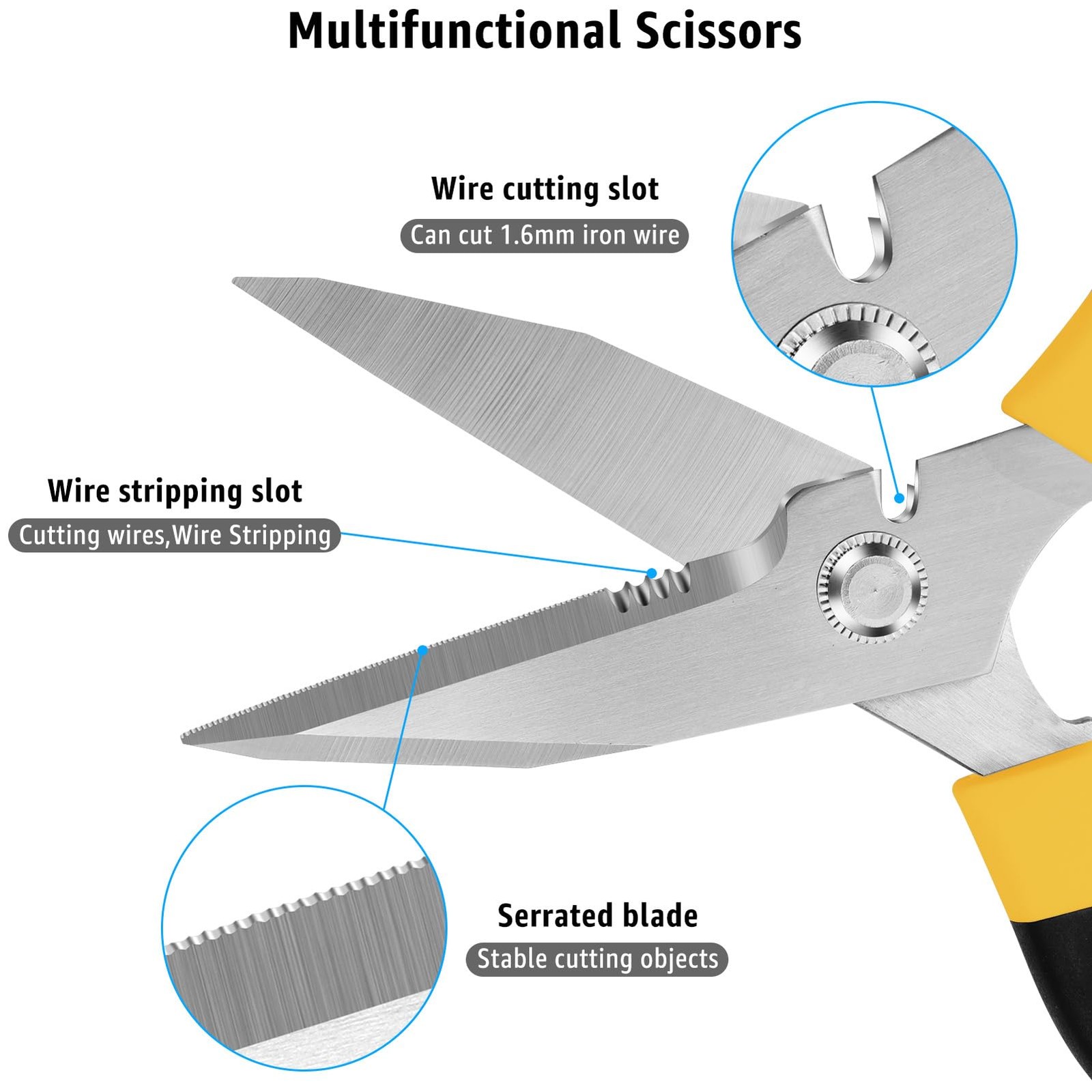 Utility Scissors All Purpose heavy duty 8-Inch Yellow
