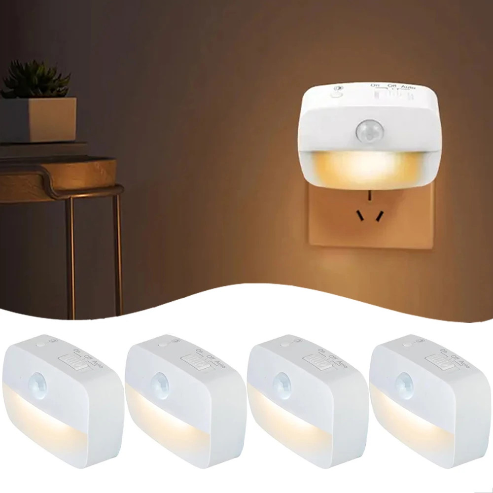 LED Night Light EU Plug In Smart Motion Sensor Light 220V Wall Lamp for Home...