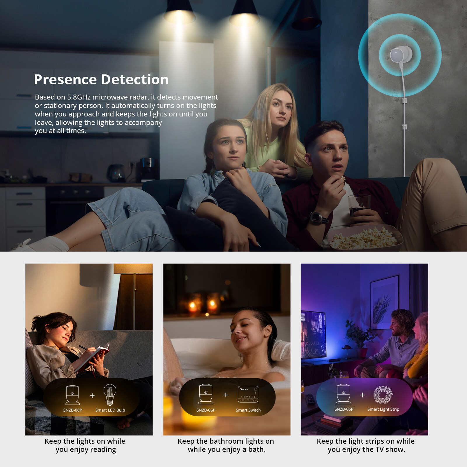 SONOFF Smart Human Presence Sensor Zigbee 3.0 Local Smart Scene Motion Detectors