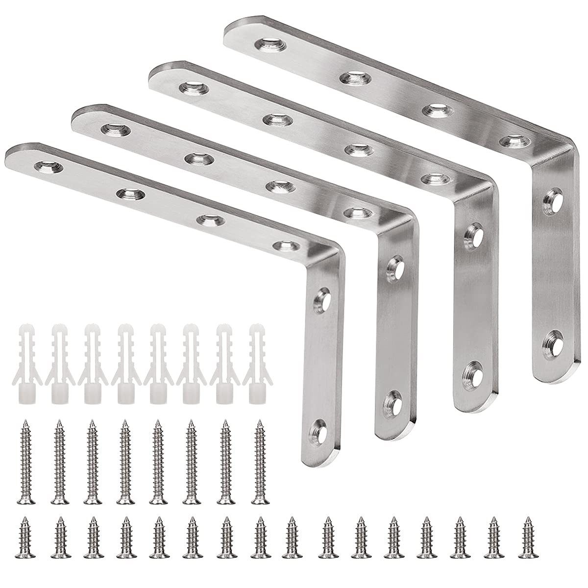L Bracket, 5" x 3" Max Load: 35lb/15KG Heavy Duty Stainless Steel Solid Shelf...